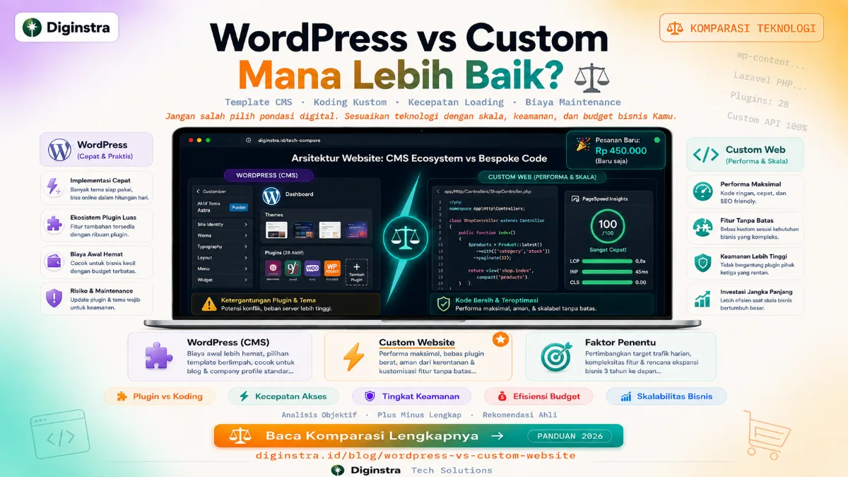 WordPress vs Custom Website: Mana yang Lebih Baik untuk Bisnis Kamu?